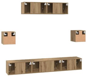 Conjunto de móvel de TV 7 pcs carvalho artisiano