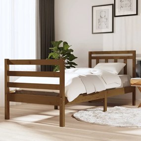 vidaXL Estrutura de cama solteiro 90x190cm madeira maciça castanho mel