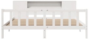Cama com estante sem colchão 200x200 cm pinho maciço branco