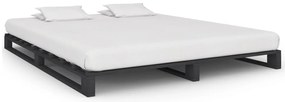 Estrutura de cama em paletes pinho maciço 160x200 cm cinzento