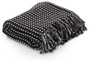 vidaXL Manta em algodão aos quadrados 160x210 cm preto