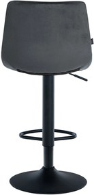 Banco de bar Jerry em veludo com estrutura preta 87-108,5 x 43 x 46,5 cm Cinzento escuro