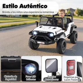 Carro elétrico de 24 V para crianças com controlo remoto, música, buzina, faróis LED e suspensão com molas – A partir dos 3 anos – 2 lugares – Preto+B