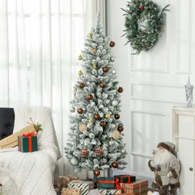 HOMCOM Árvore de Natal 180 cm Árvore de Natal Artificial Coberta de Ne