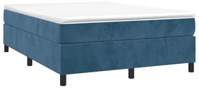 Estrutura de cama sem colchão 140x200 cm veludo azul-escuro