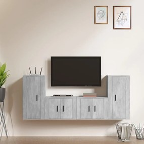 vidaXL Conjunto móveis de TV 4 pcs madeira processada cinzento cimento