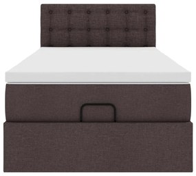 Cama otomana com colchão 100x200 cm tecido castanho escuro