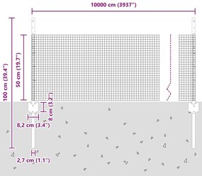 Cerca de Arame Soldado com 44 Postes U Cinza 0.5x100 m Aço