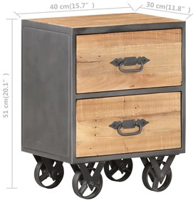 Mesa de cabeceira 40x30x51 cm madeira recuperada maciça
