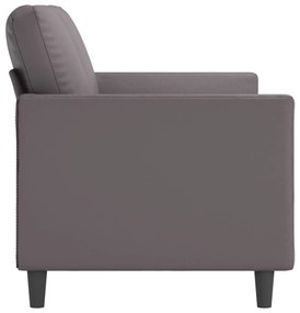 Sofá de 3 lugares 180 cm couro artificial cinza