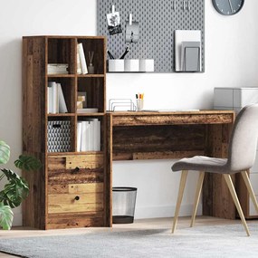 vidaXL Mesa com gaveta 2 pcs Madeira antiga