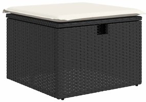 Conjunto de Sofá de Jardim com 9 Peças e Almofadas em Rattan Preto