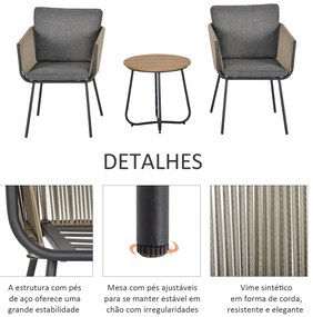 Conjunto de Móveis de Vime Conjunto de Móveis para Jardim 3 Peças Mesa