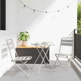vidaXL Conjunto de Bistro Dobrável 3 Peças em Bege Aço