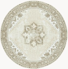 Tapete redondo artesanal de pelo curto lavável Kushim