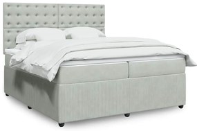 Cama com molas/colchão 200x200 cm veludo cinzento-claro