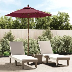 vidaXL Guarda-sol de jardim com poste de madeira 196x231 cm bordô