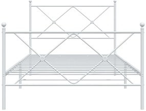 Estrutura de cama com cabeceira e pés 100x200 cm metal branco