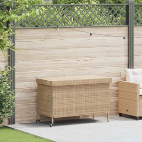 vidaXL Caixa de arrumação com rodas 110x55x73cm vime PE bege misturado