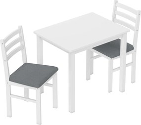 HOMCOM Conjunto de Mesa de Jantar 3 Peças com 2 Cadeiras, Mesa de Cozinha para Espaços Compactos, Cadeiras Estofadas, Economiza Espaço, MDF, Branco | Aosom Portugal