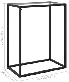 Mesa consola 60x35x75 cm vidro temperado transparente