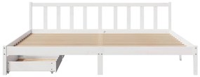 Cama sem colchão 200x200 cm madeira de pinho maciça branco