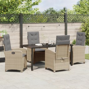 Conjunto de Jantar de Jardim com Almofadas em Rattan Sintético Bege