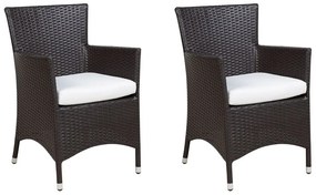 Conjunto de 2 cadeiras de jardim de rattan sintético castanho escuro ITALY Beliani