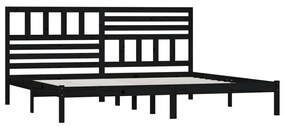 Estrutura de cama 200x200 cm pinho maciço preto
