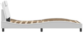 Estrutura de cama c/ luzes LED 90x190cm couro artificial branco