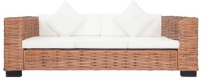 2 pcs conjunto de sofás com almofadões vime natural
