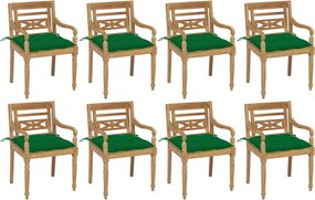vidaXL Cadeiras Batávia com almofadões 8 pcs madeira de teca maciça