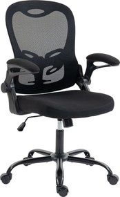 Cadeira de escritório ergonómica, em malha, braços rebatíveis, altura ajustável preta