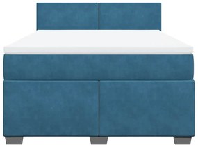 Cama com molas/colchão 140x190 cm veludo azul-escuro