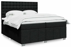 vidaXL Cama com molas/colchão 200x200 cm tecido preto