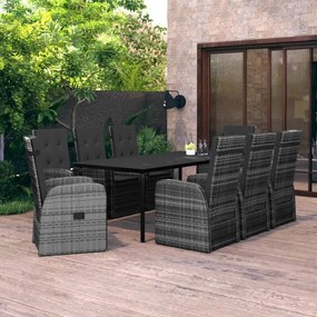 vidaXL 9 pcs conjunto de jantar para jardim com almofadões cinza