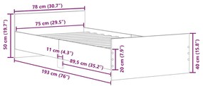 Estrutura cama solteiro 75x190 cm derivados de madeira branco