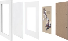 Conjunto de 3 molduras com passe-partout brancas