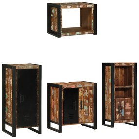 vidaXL Conjunto de Móveis para Banheiro com prateleira com armazenamento com porta 4 pcs