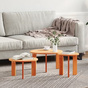 vidaXL Mesa de centro 3 pcs Castanho-mel 47.5 x 47.5 x 27 cm