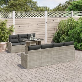 Conjunto de Sofá de Jardim vidaXL com Almofadas Cinza Claro Rattan Pol
