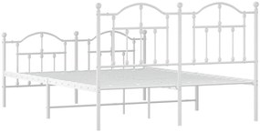 Estrutura de cama com cabeceira e pés 140x190 cm metal branco