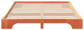 Estrutura de cama de chão Castanho 160 x 210 cm Madeira maciça