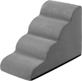 Escada para cães, 4 degraus 72 x 40 x 50 cm Escada para animais de estimação, tecido tipo waffle cinza ardósia