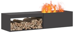 Fogueira vidaXL com Armazenamento de Lenha Preto 160x45x35 cm Aço