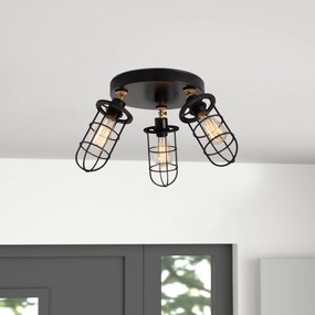 Candeeiro de Teto Kimil – Preto e Dourado – Diâmetro 56 cm