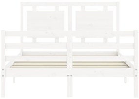 Estrutura de cama com cabeceira 140x190cm madeira maciça branco
