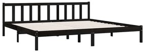 Estrutura de cama 200x200 cm madeira de pinho maciça preto