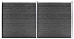 Conjunto de painel de vedação WPC 353x186 cm preto