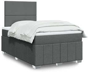 Cama boxspring com colchão 120x190 cm tecido cinzento-escuro